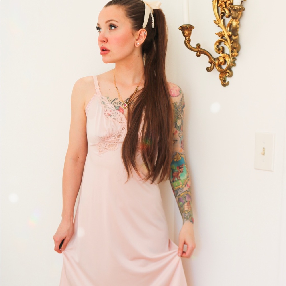 Vintage Nylon Pale Pink ShadowLine Nightgown